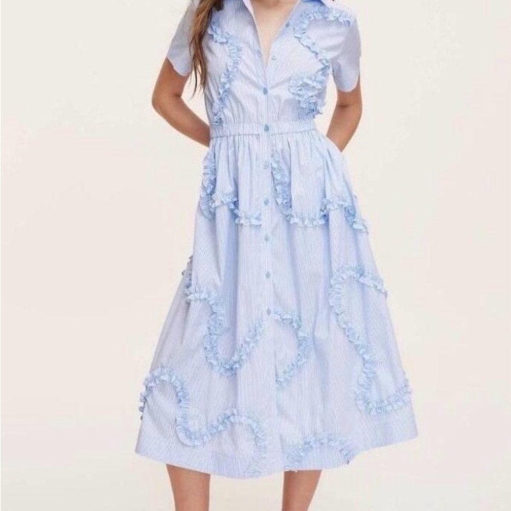 Kate Spade Light Blue Ruffle Midi Dress